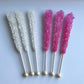 Classic Rock Candy Sticks, Sugar Rock Crystal Lollipops, Individually Wrapped (Pack Of 12, Baby Girl (Pink Cherry And White))