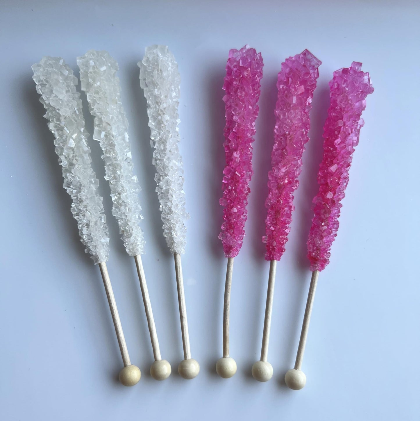 Classic Rock Candy Sticks, Sugar Rock Crystal Lollipops, Individually Wrapped (Pack Of 12, Baby Girl (Pink Cherry And White))
