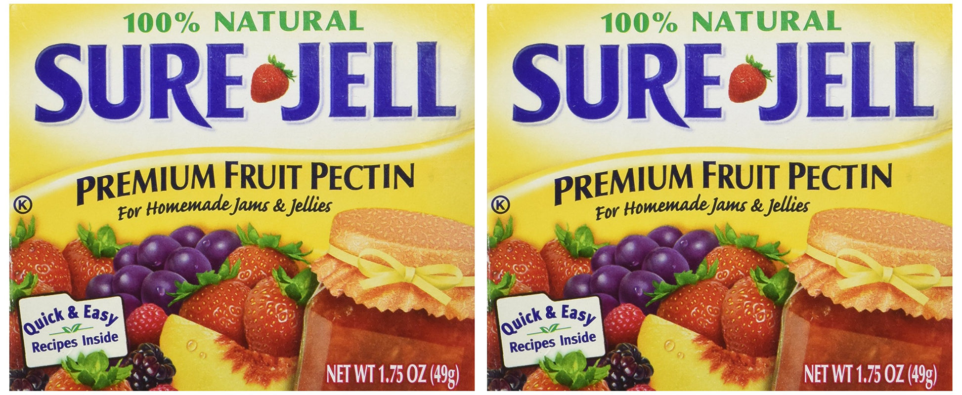 Sure Jell Premium Fruit Pectin For Homemade Jams And Jellies, 100% Natural, 1.75 Ounce (Pack Of 2)