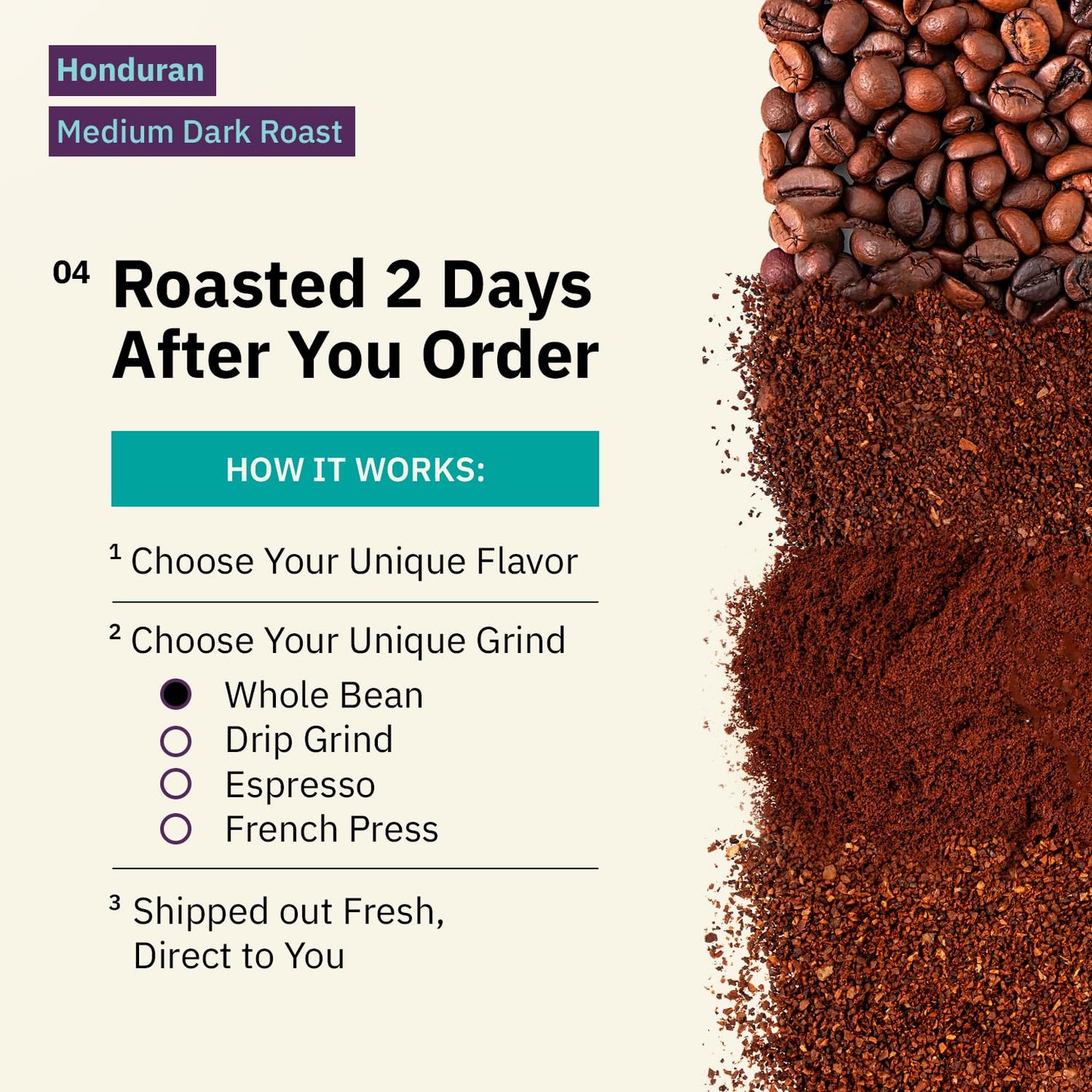 Organic Honduran Whole Bean Coffee Medium Dark Roast - 12Oz, Single Origin Arabica Coffee Beans, Fair Trade Specialty Coffee