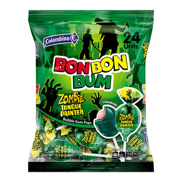 Colombina Bon Bon Bum Lollipops - Zombie Tongue Painter Halloween Treats, 24 Count (Pack Of 1)
