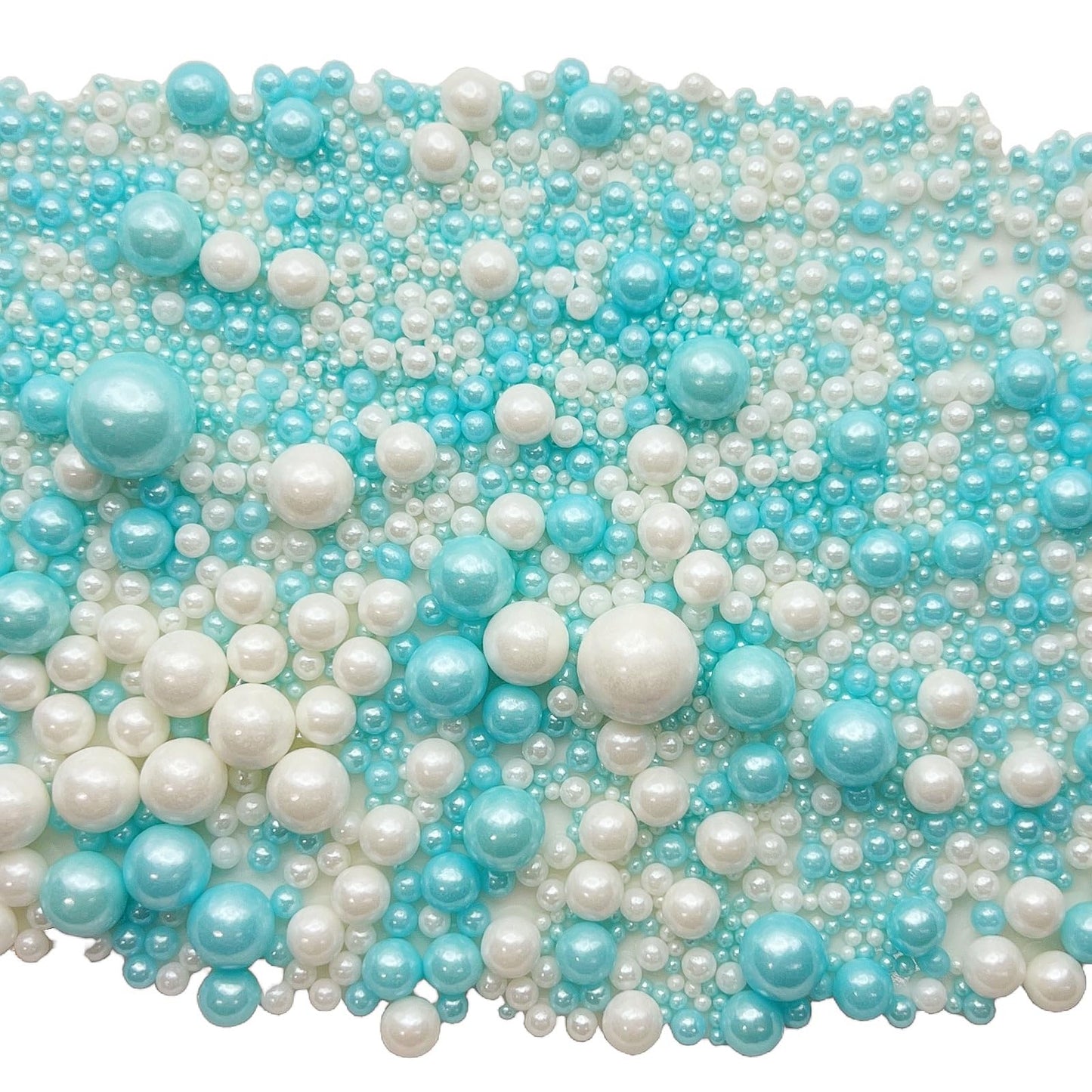 SE Si&Moos White and Light Blue Pearl Sprinkles for Cake Decorating Edible Cake Cookie Pearls Cupcake Decorations Baby Blue and White Sprinkles for Cake  Cupcake  Cookies Party Holiday Christmas Supplies 3.5 OZ