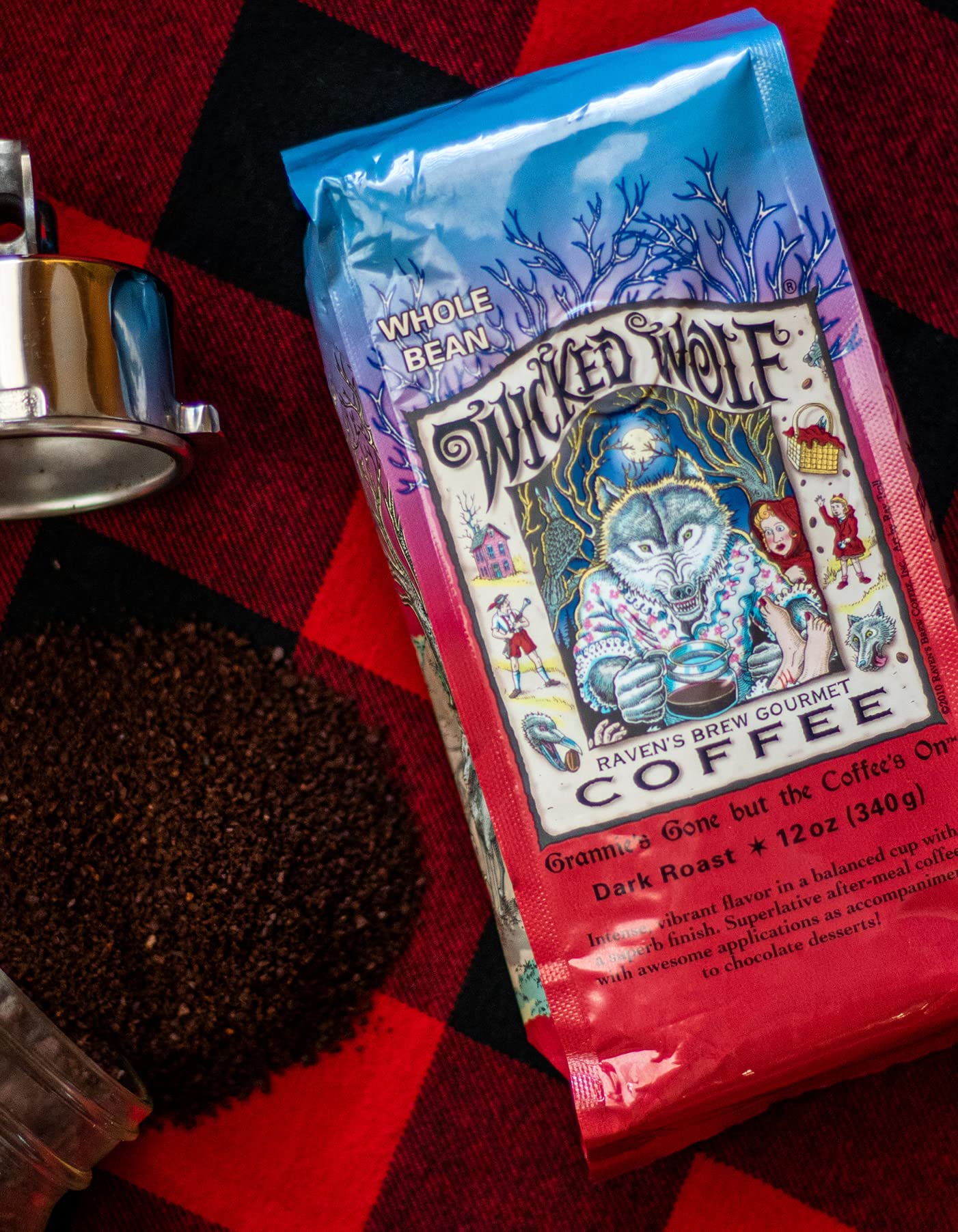 Ravens Brew Coffee Wicked Wolf Dark Roast Organic Ground, 12 oz
