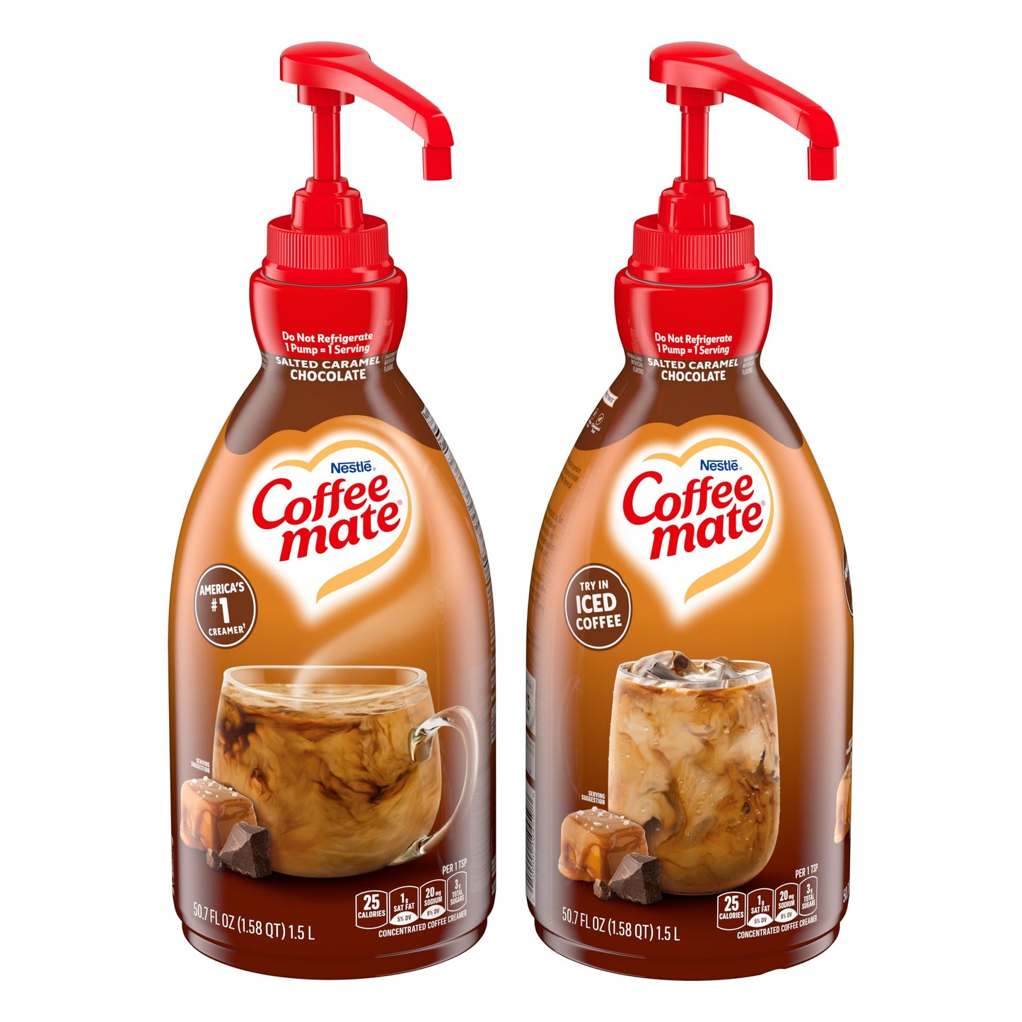 Nestle Coffee mate Coffee Creamer, Salted Caramel Chocolate, Concentrated Liquid Pump Bottle, Non Dairy, No Refrigeration, 50.7