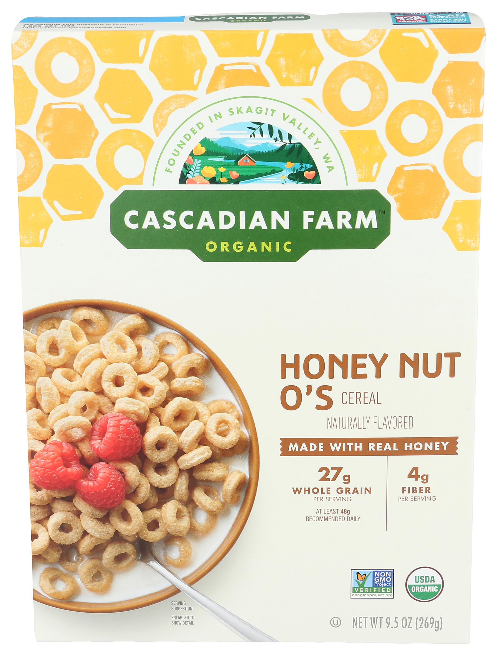 Cascadian Farm Organic Honey Nut Os - Cereal de nueces y miel, 9.5 onzas