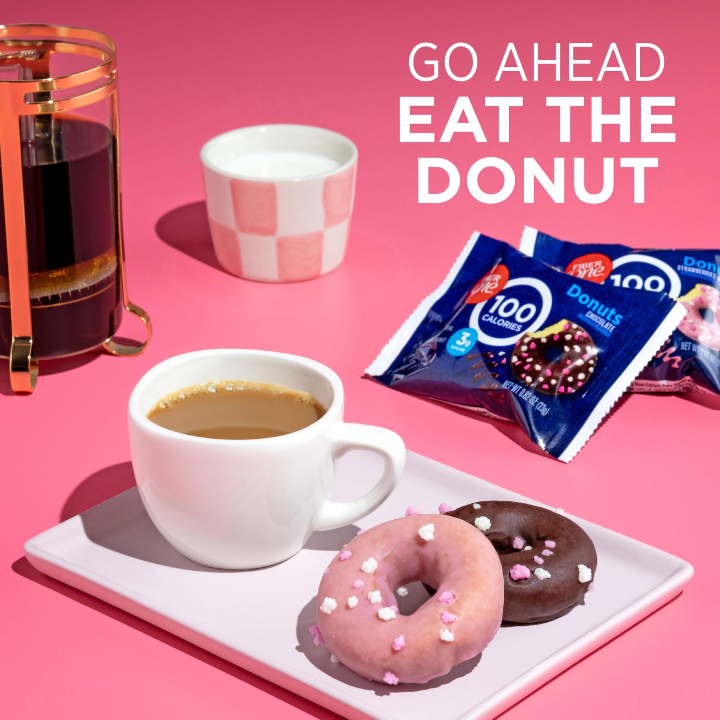 Fiber One 100 Calorie Donuts, Strawberries and Crème, 4 Count, 3.28 oz, 3g Sugar