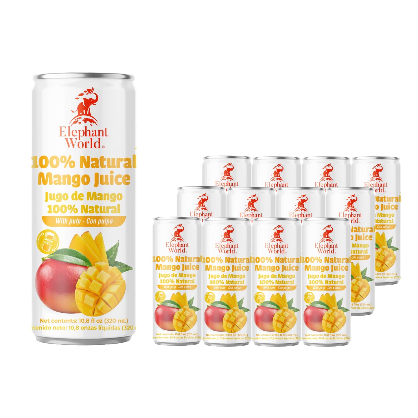 Elephant World 100% Natural Mango Juice | Non Gmo | 10.8 Oz (Pack Of 12), Mango