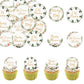 Fyeoxle 48 Pack Edible Baby Shower Cupcake Toppers Wafer Paper Jungle Leaves Oh Baby Wecome Baby Cupcake Picks Greenery Frames B