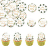 Fyeoxle 48 Pack Edible Baby Shower Cupcake Toppers Wafer Paper Jungle Leaves Oh Baby Wecome Baby Cupcake Picks Greenery Frames B