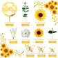 Drwate Sunflower Cake Topper, 28 Pcs Multicolor Acrylic, Silk - Baby Shower, Wedding Decorations, Butterfly, Eucalyptus, Rose, H