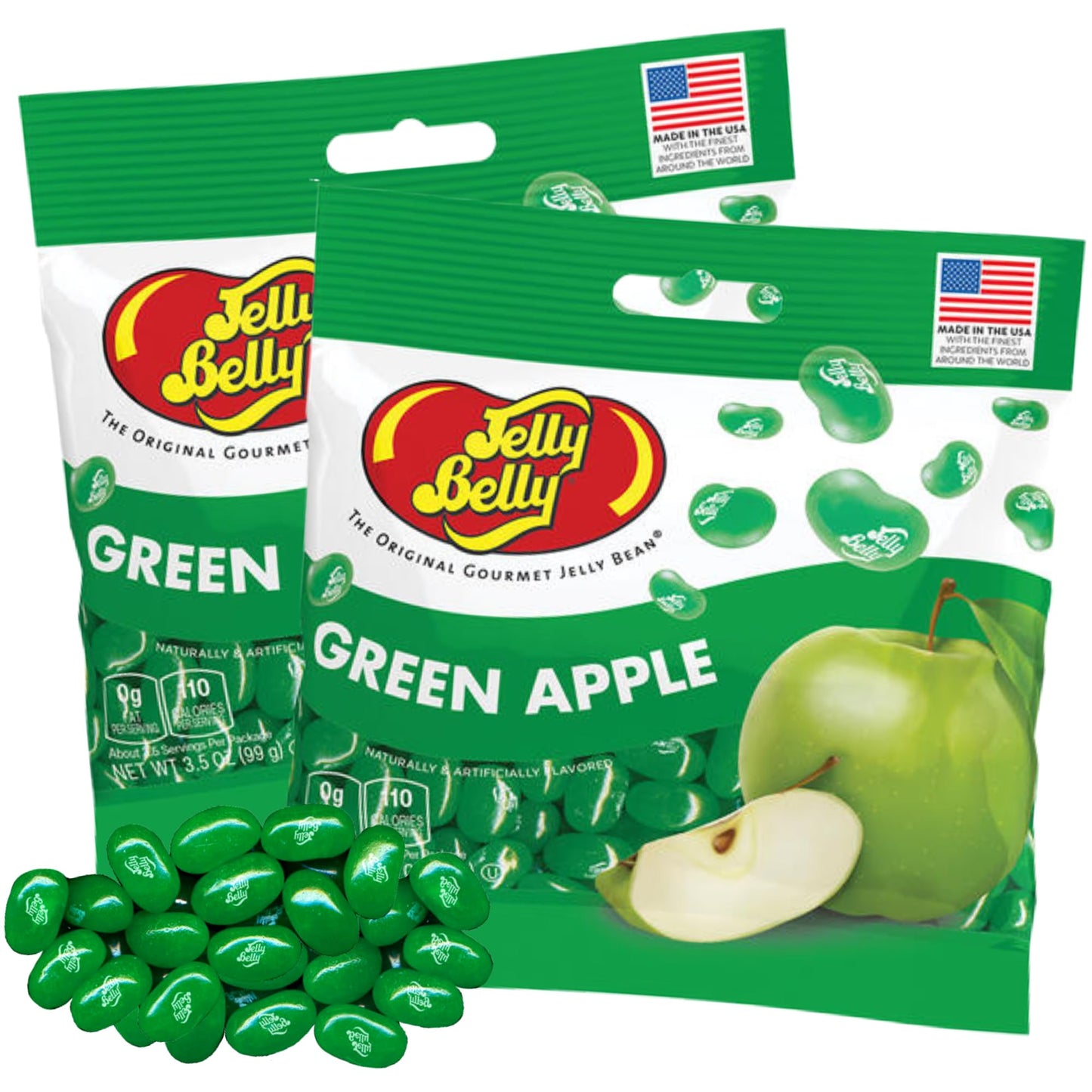 Sweetzo Green Apple Jelly Beans, Individually Wrapped, 3.5 Ounces, Pack of 2