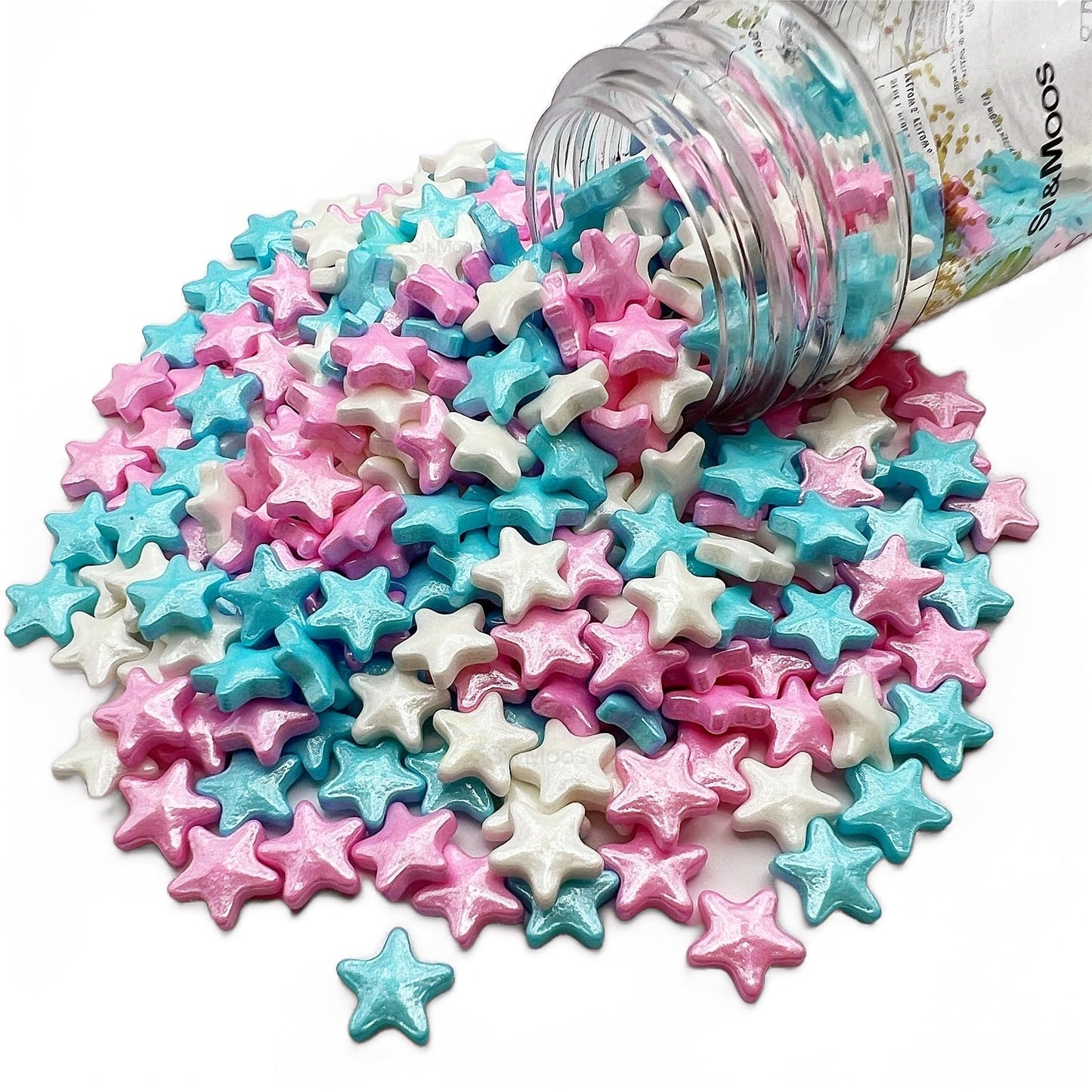 Se Si&Moos Blue White And Pink Sprinkles Edible Stars For Cake Decorating Edible Pink Stars White Star Sprinkles Large Cupcake E
