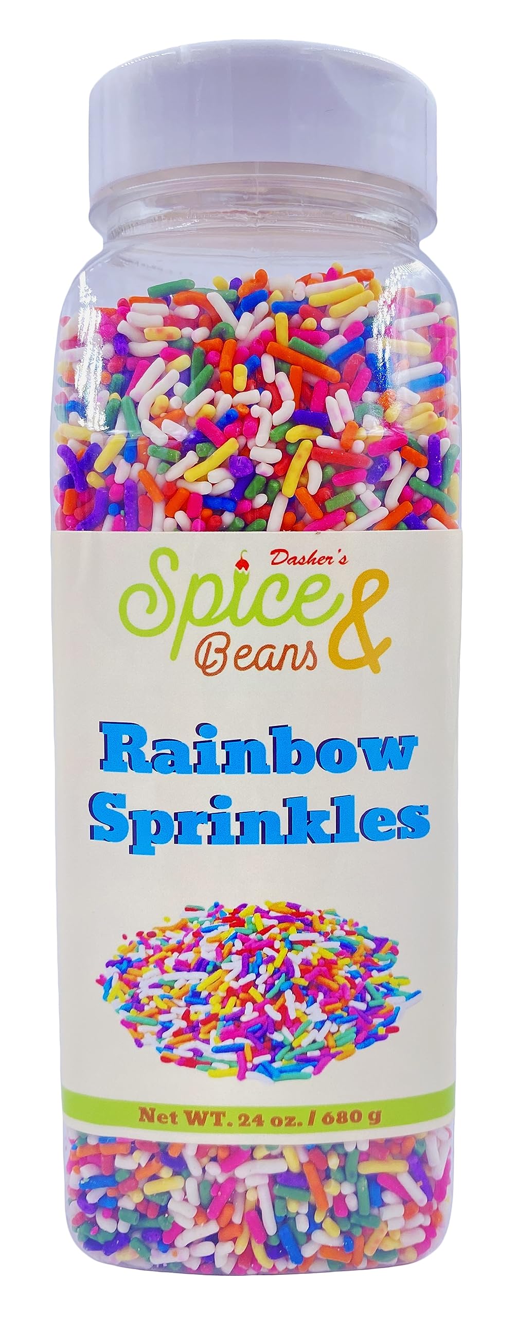 Rainbow Sprinkles | Ice Cream Topping & Dessert Decoration | by Dashers Spice & Beans | 1.5 lbs.