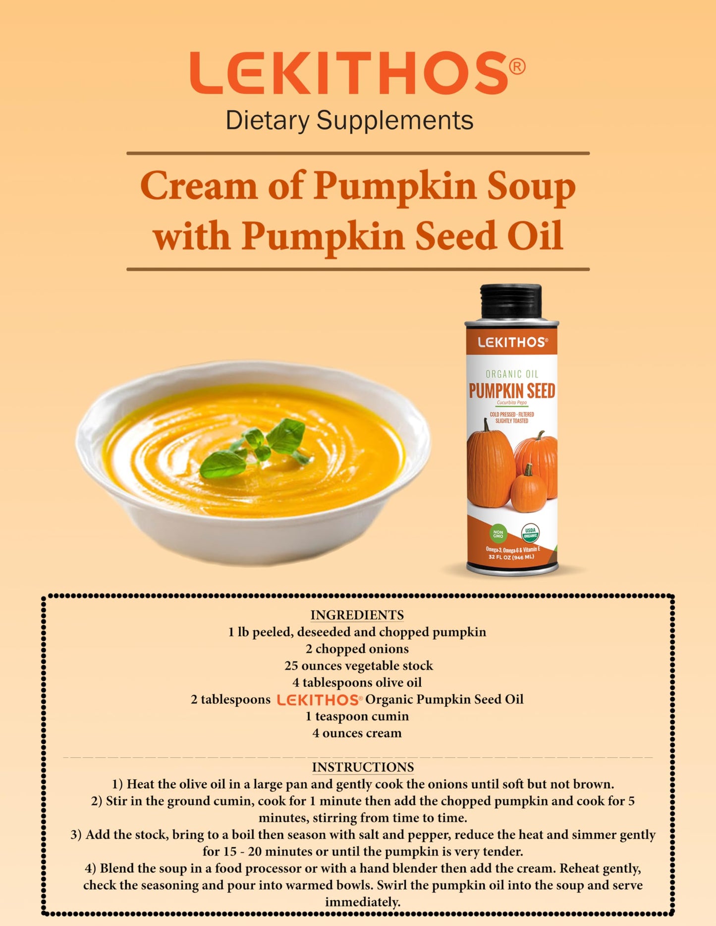 Lekithos Organic Styrian Pumpkin Seed Oil - Cold Pressed - Non-GMO - 8 fl oz