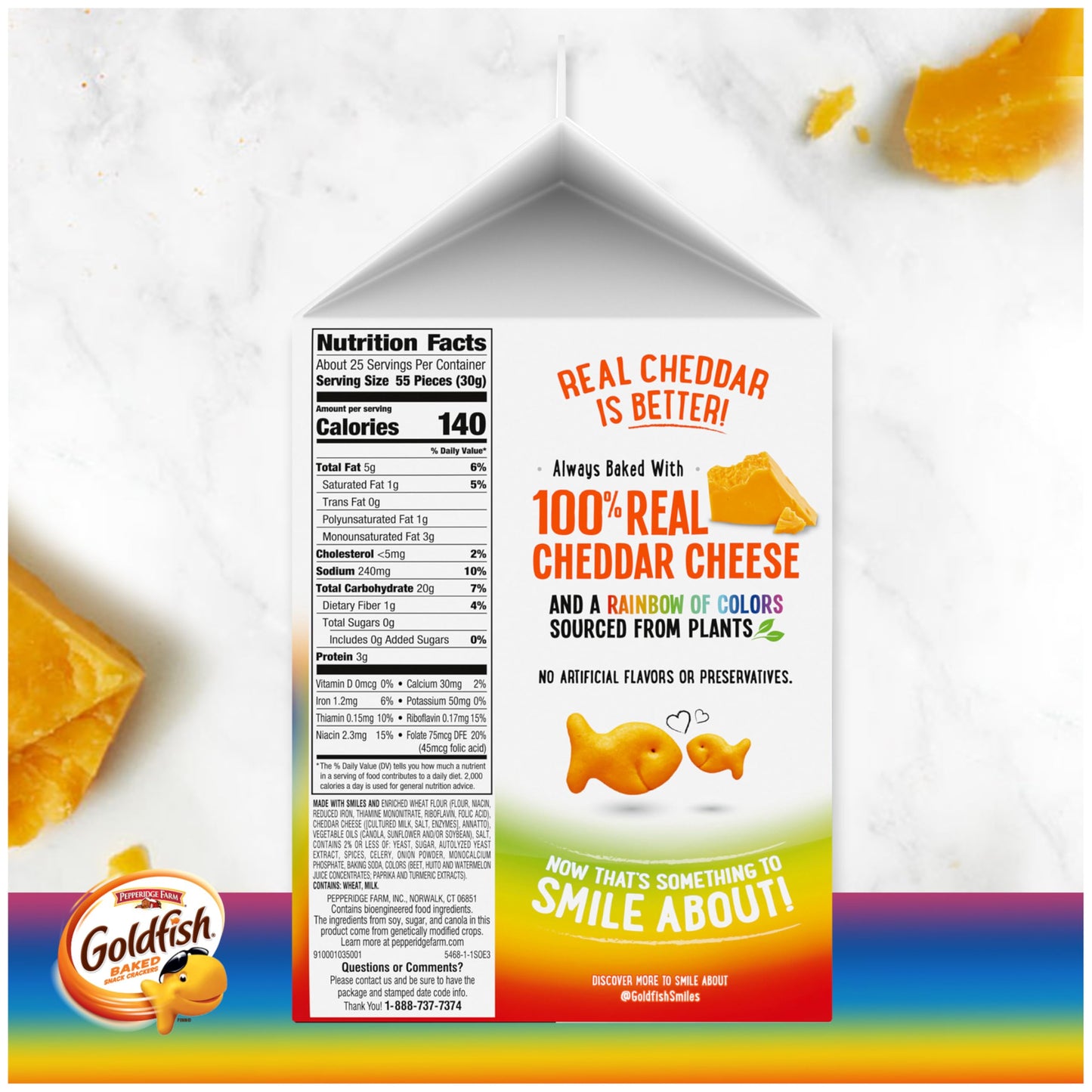 Goldfish Colors Cheddar Cheese Crackers, 27.3 oz Carton (Pack of 2)