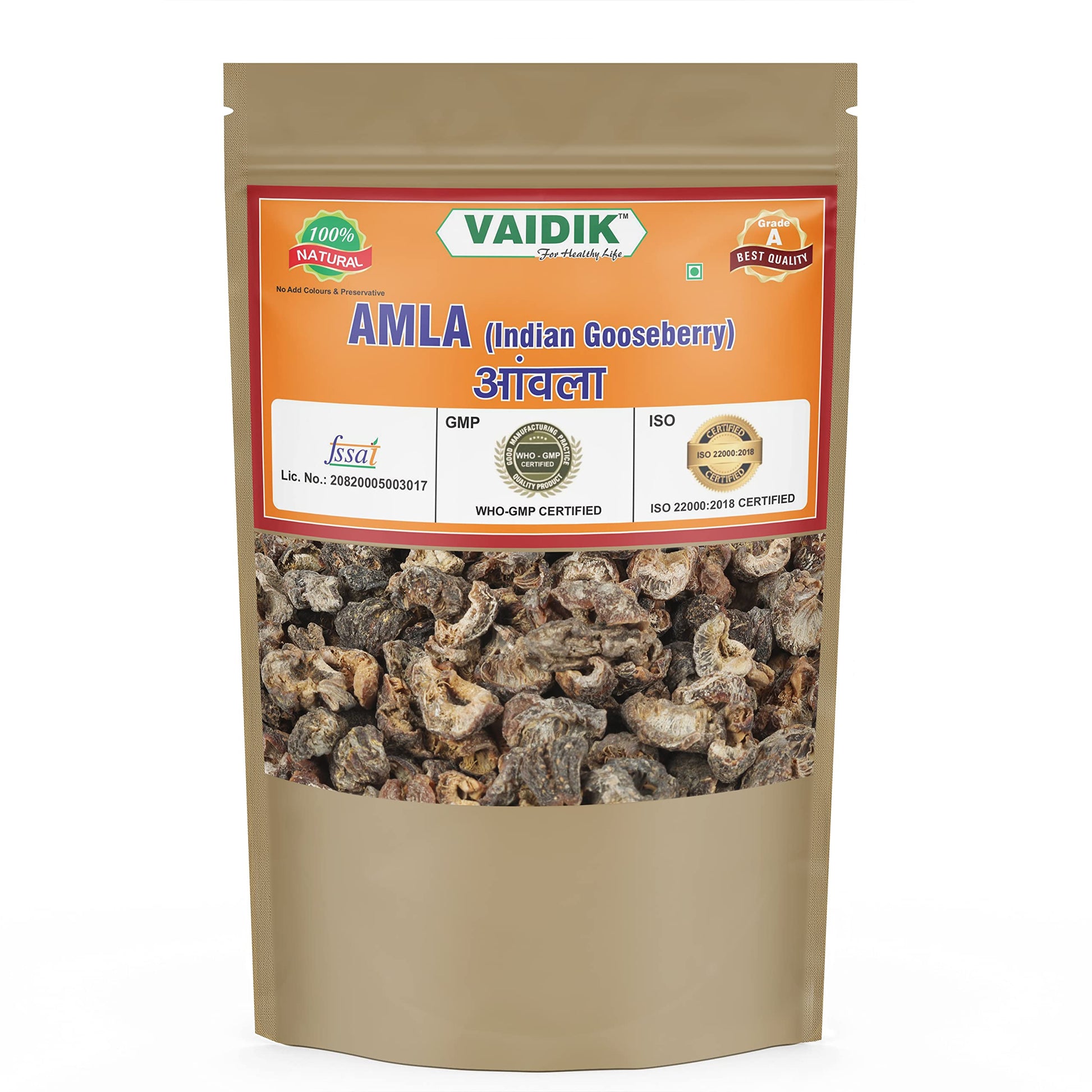 Vaidik Organic & Natural Whole/Raw Awla | Amla Dry Indian Gooseberry - Phyllanthus Emblica (100 Gram)