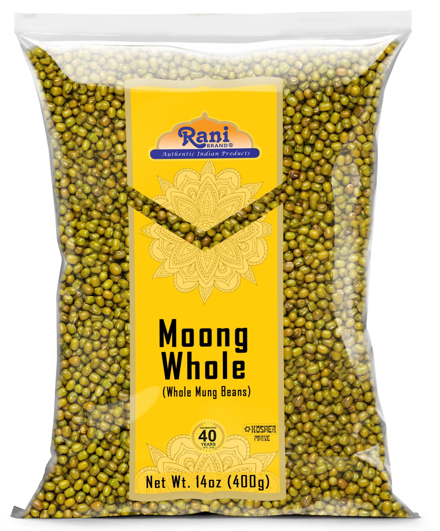Rani Moong Whole Mung Beans - All Natural, Gluten Friendly, Non-GMO, Vegan, 14oz (400g)