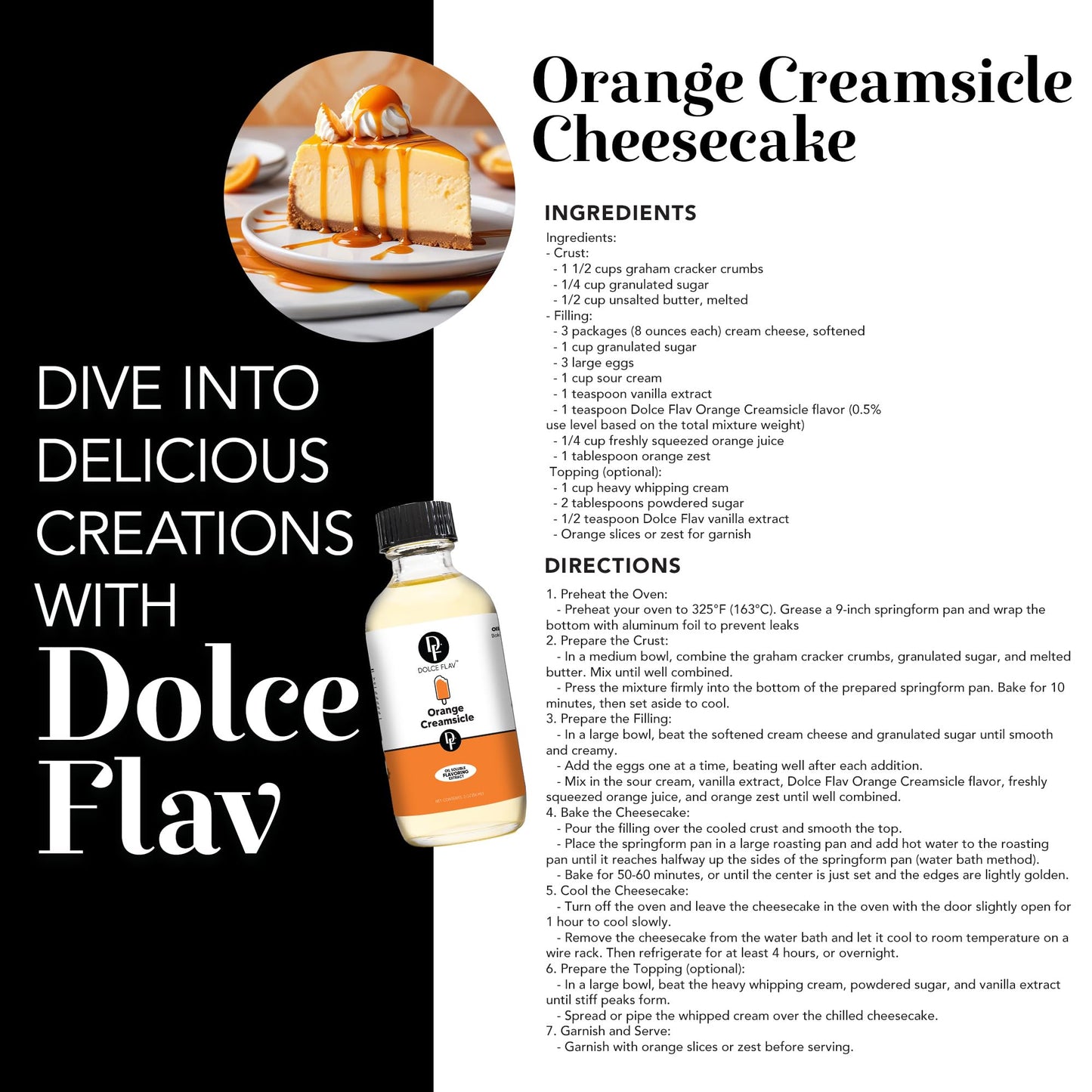 Dolce Flav Orange Creamsicle Extract, 2 Oz Oil-Soluble, Kosher, Sugar-Free Flavor for Candy, Chocolates & Desserts
