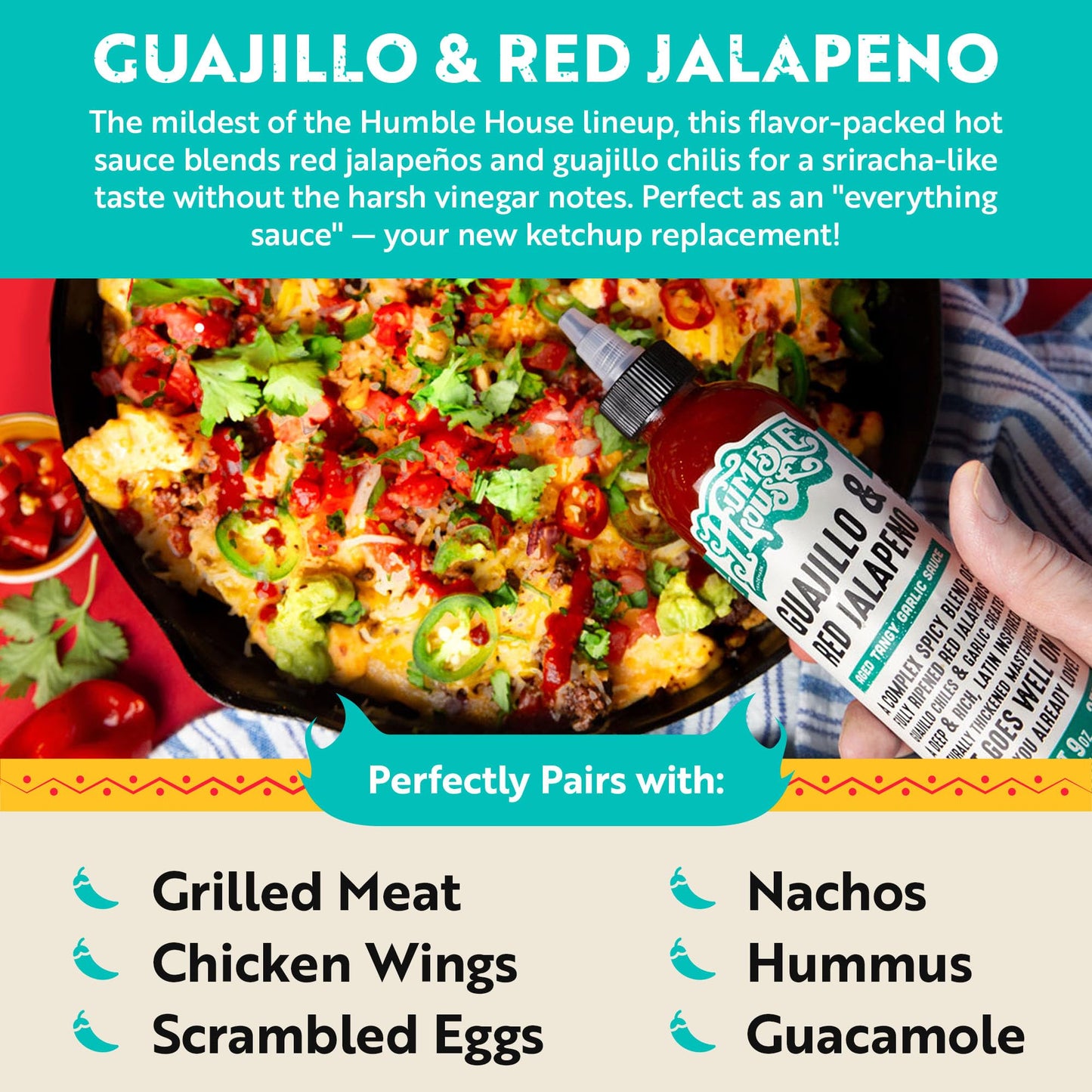 Guajillo & Red Jalapeno: Aged Tangy Garlic Sauce By Humble House (9.5Oz) Sriracha Meets Mexican Enchilada Sauce