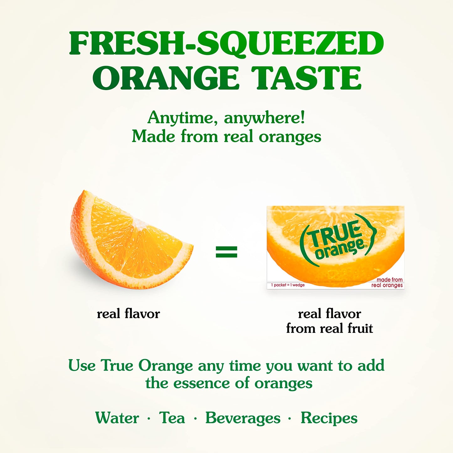 TRUE ORANGE Water Enhancer, Bulk Pack, Zero Calorie Flavoring, For Bottled Water, Iced Tea & Recipes, Flavor Packets Made with R