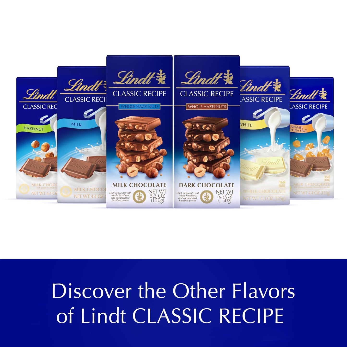 Lindt Whole Hazelnut Milk Chocolate Bar, Easter Chocolate Candy, 5.3 oz, 12 Pack