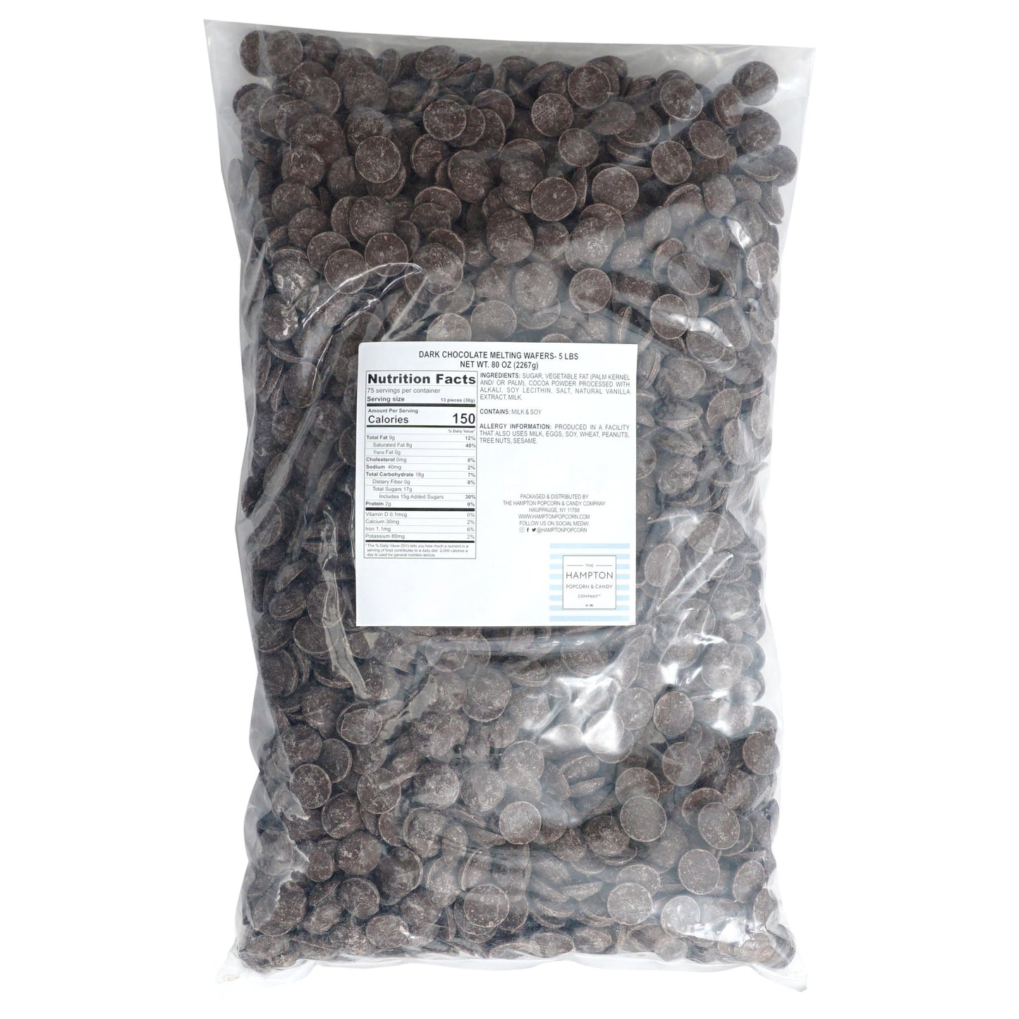 Dark Chocolate Melting Wafers, 5 Pound Bulk Bag, Chocolate, Melting Chocolate Candy Discs For Baking, Dipping, Decorating, Bulk
