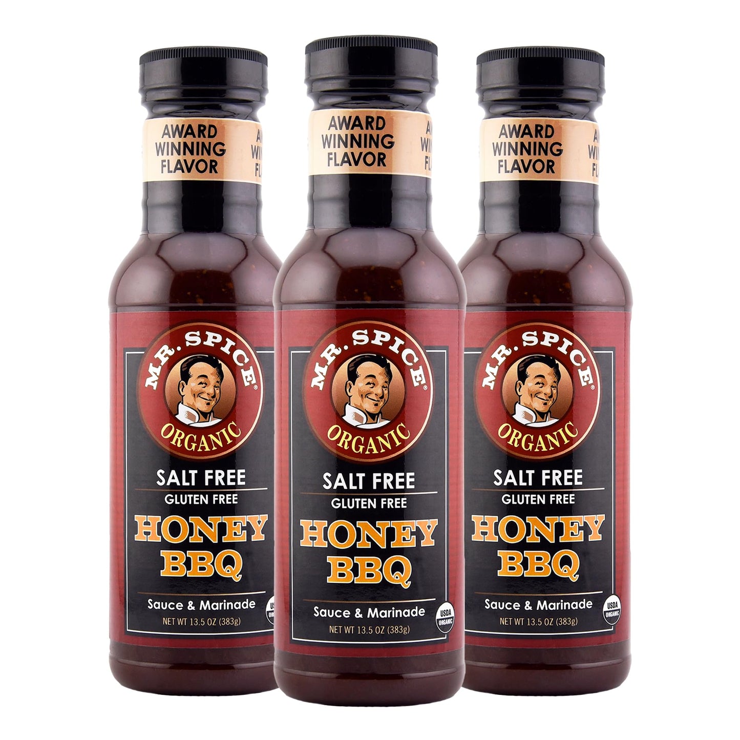 Mr. Spice Salt Free Award-Winning Taste Honey BBQ Sauce | Low Sodium | Organic | No Salt BBQ Sauces | Gluten Free | Low Calorie 