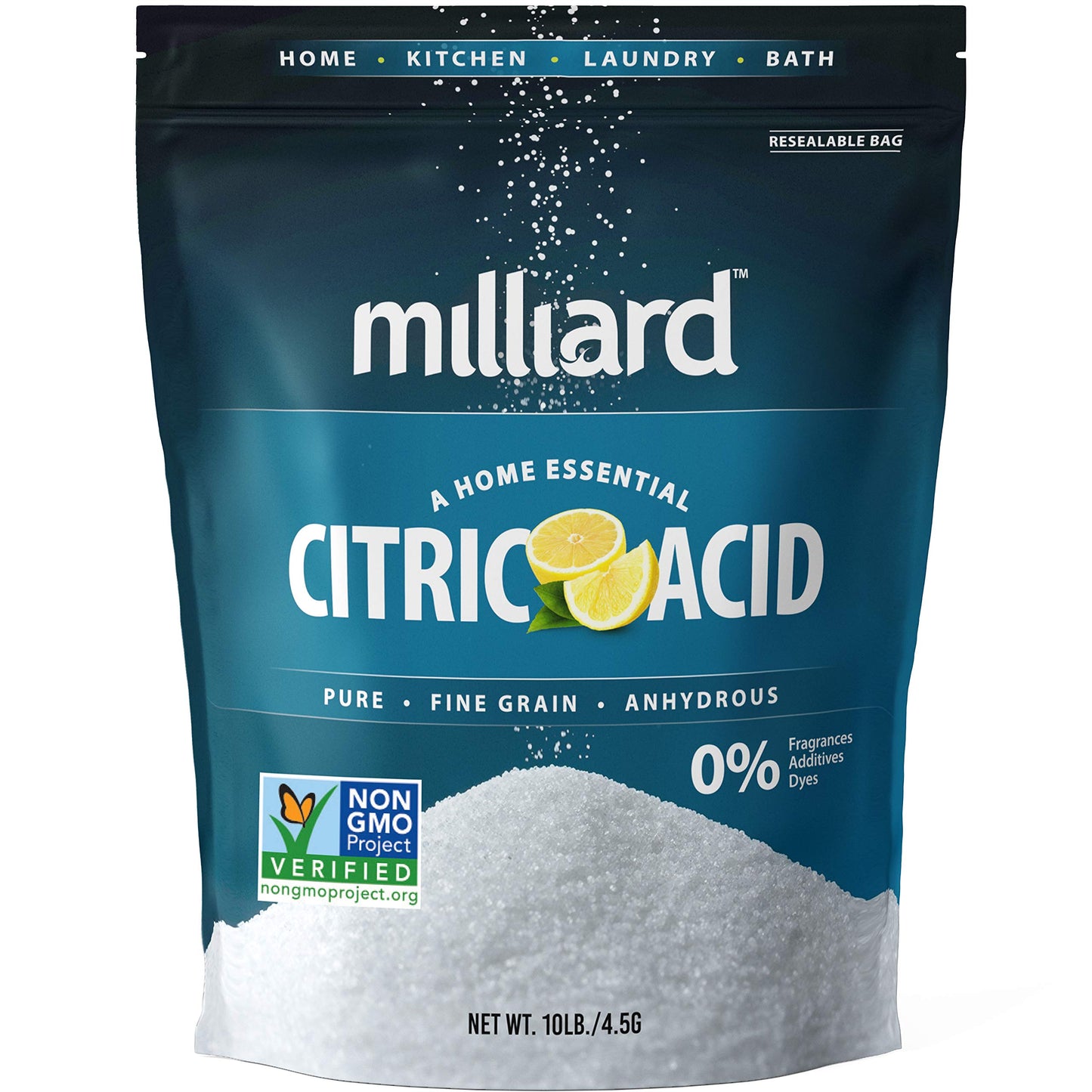 Milliard Citric Acid - 100% Pure Food Grade, Non-GMO, 10 Pound (2268 Servings)