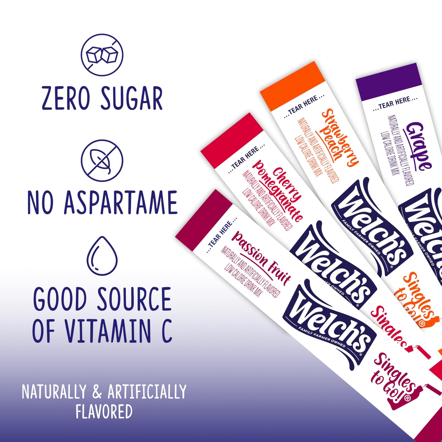 Welch'S Singles To Go Variety Pack, Watertok Powdered Drink Mix, Includes 4 Flavors, Grape, Passion Fruit, Strawberry Peach, Che