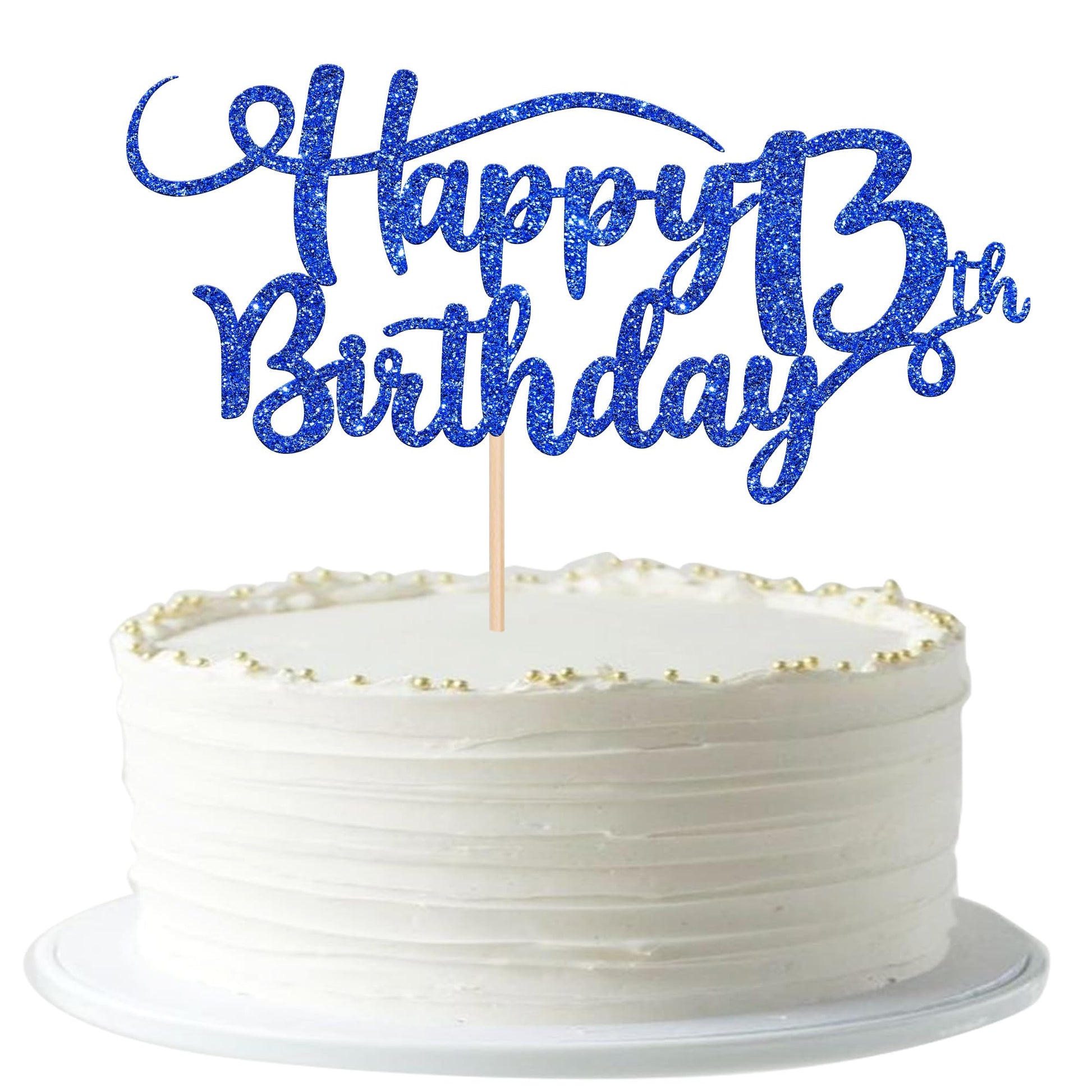 Rsstarxi Happy 13th Birthday Cake Topper, Glitter Number 13, Deep Blue, Paper, Model XM223