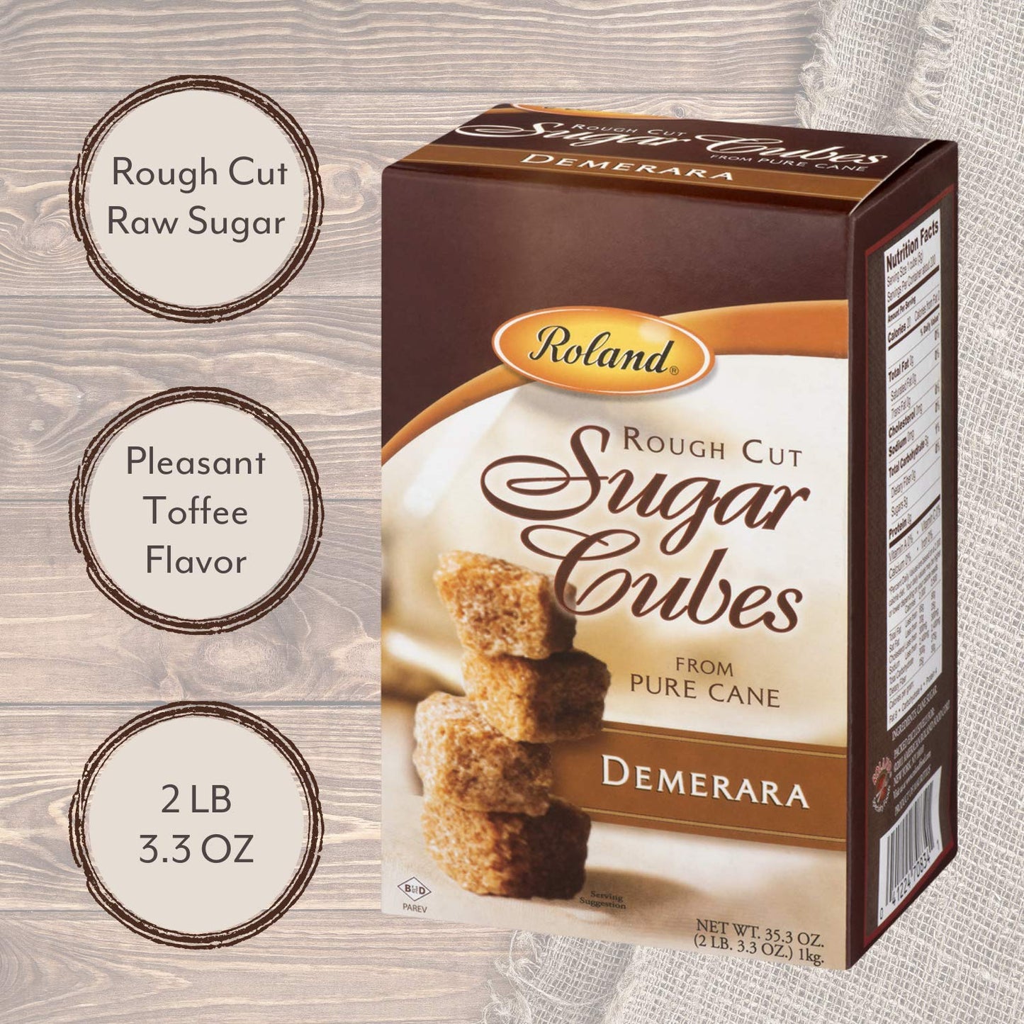 Roland Foods Demerara Brown Sugar Cubes, 35.2 Ounce Box, Specialty Imported, Model 70834, Brown