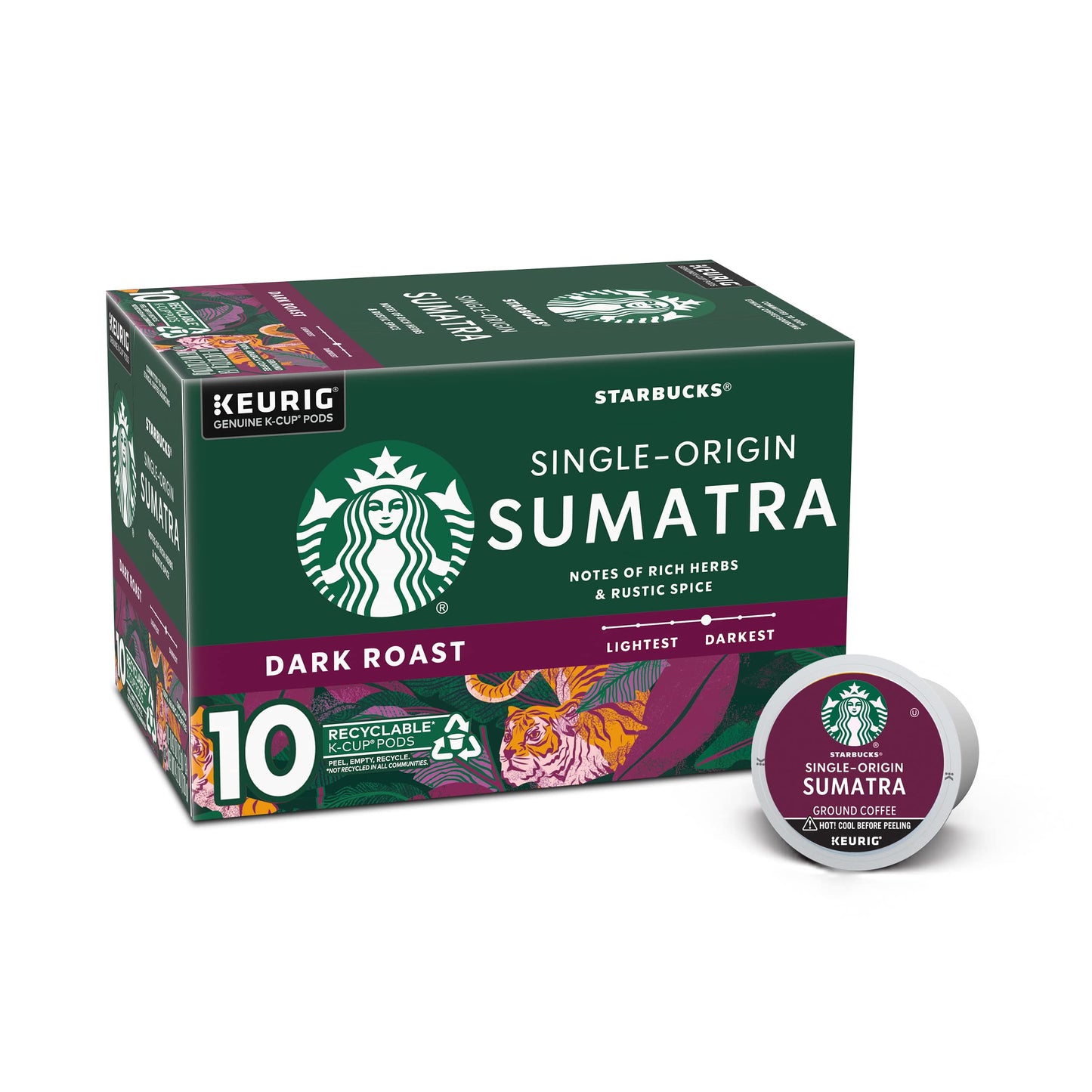 Starbucks K-Cup Coffee Pods, Dark Roast, 100% Arabica, 10 Count, Model 469675918700