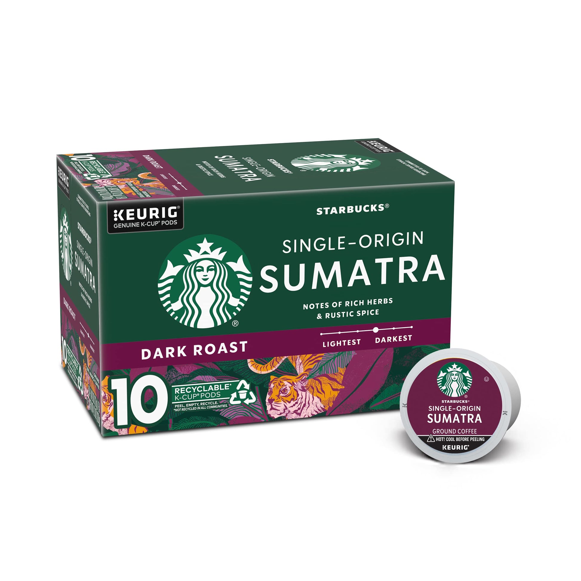 Starbucks K-Cup Coffee Pods, Dark Roast, 100% Arabica, 10 Count, Model 469675918700
