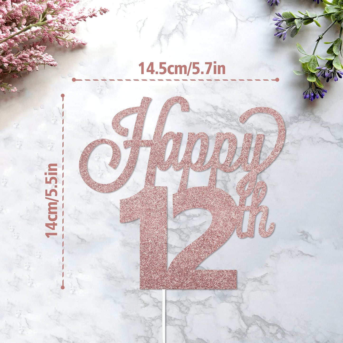 Lingteer Happy 12Th Birthday Cake Topper - Cheers To 12Th Birthday Twelve Years Old Birthday Party Cake Decorations Sign.