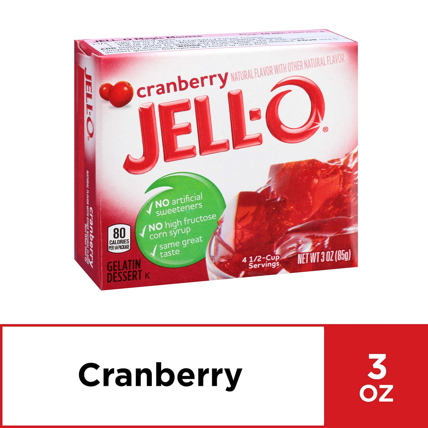 Jell-O Cranberry Gelatin Mix, 3 oz Boxes, Pack of 24, Model 10043000200077