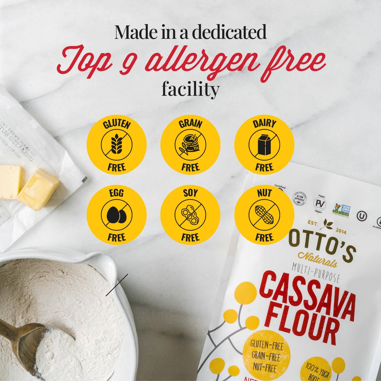 Ottos Naturals Cassava Flour, Gluten-Free All-Purpose Flour, 16 Oz, Wheat Replacement