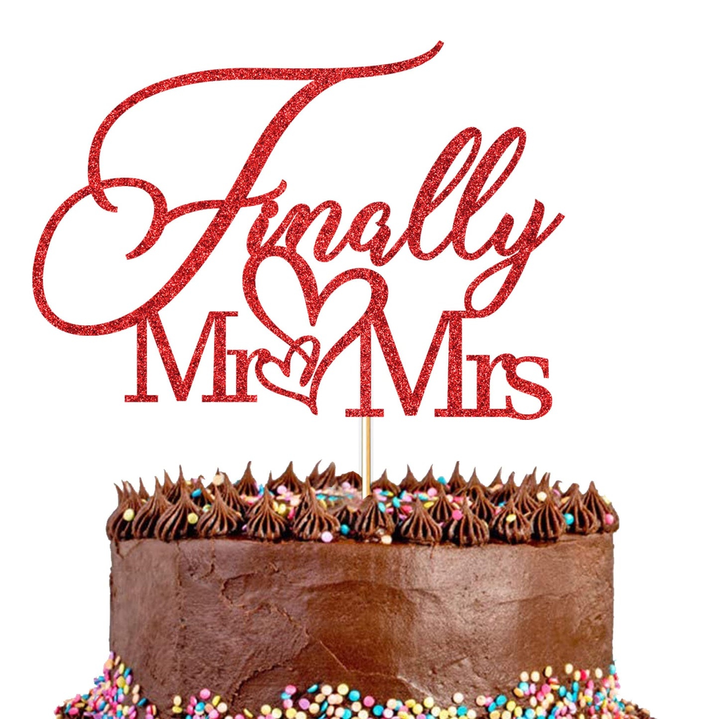 Alewoaly Cake Topper, Mr & Mrs Wedding Anniversary Decorations, Red, Cardboard, Model HD