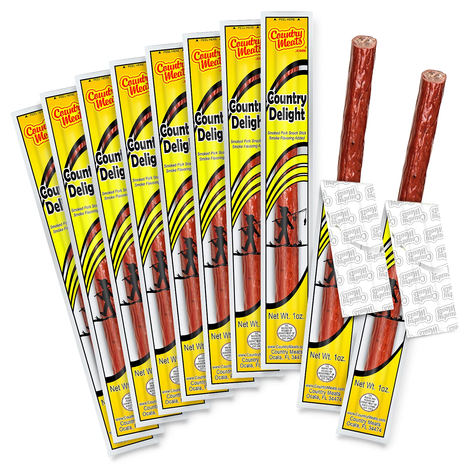 Country Meats, Meat Sticks, 0 Trans Fat, Usda Certified, Good Source Of Protein, Carb Conscious Snack (10 Meat Sticks, Country D