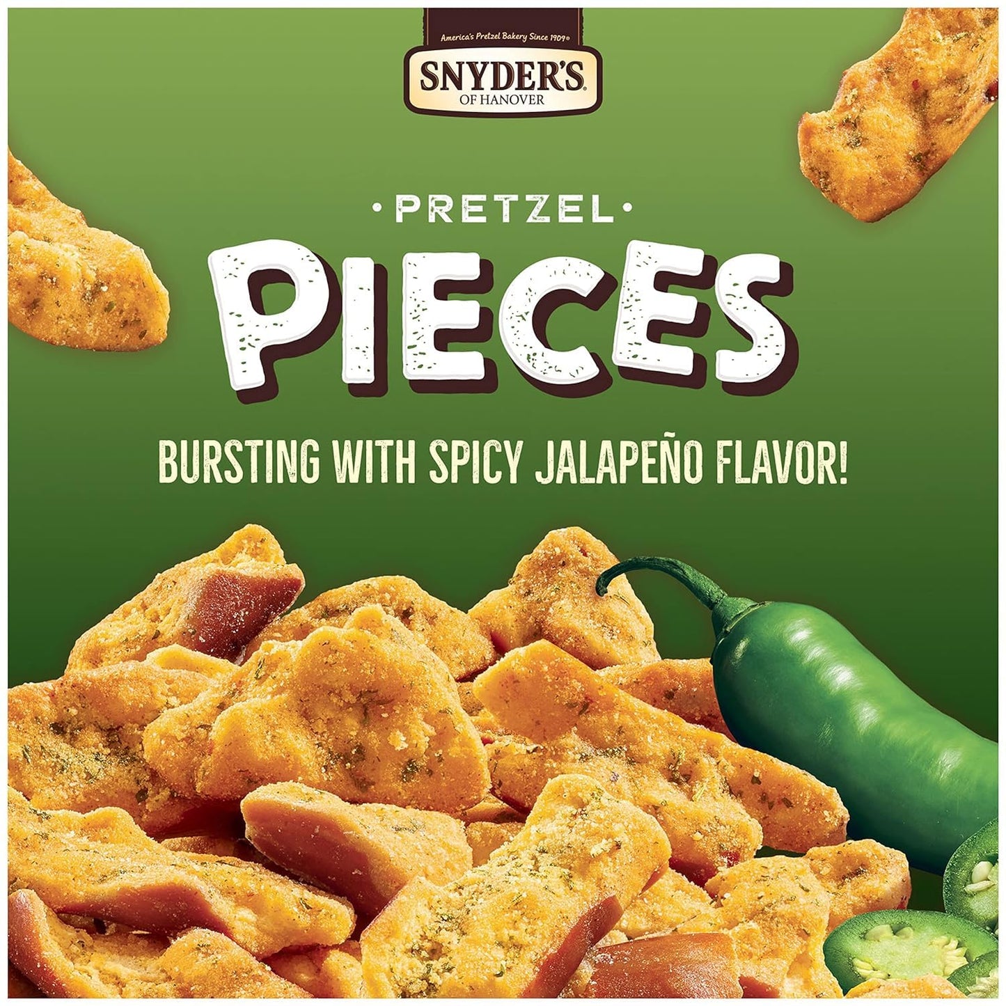 SUPERDEALS Snyders of Hanover Jalapeno Pretzel Pieces, 2.25 oz Pack of 12 with Mystery Gift