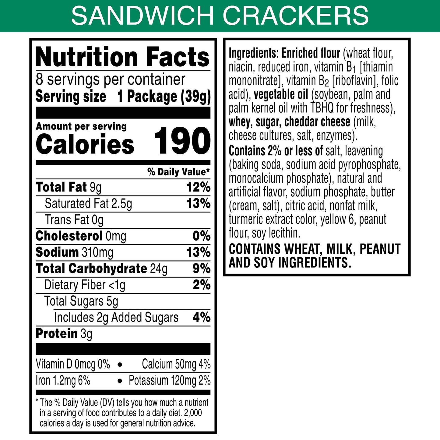 Keebler Sandwich Crackers, Single Serve Snack Crackers, Lunch Snacks, Club and Cheddar, 11oz Tray (8 Packs)