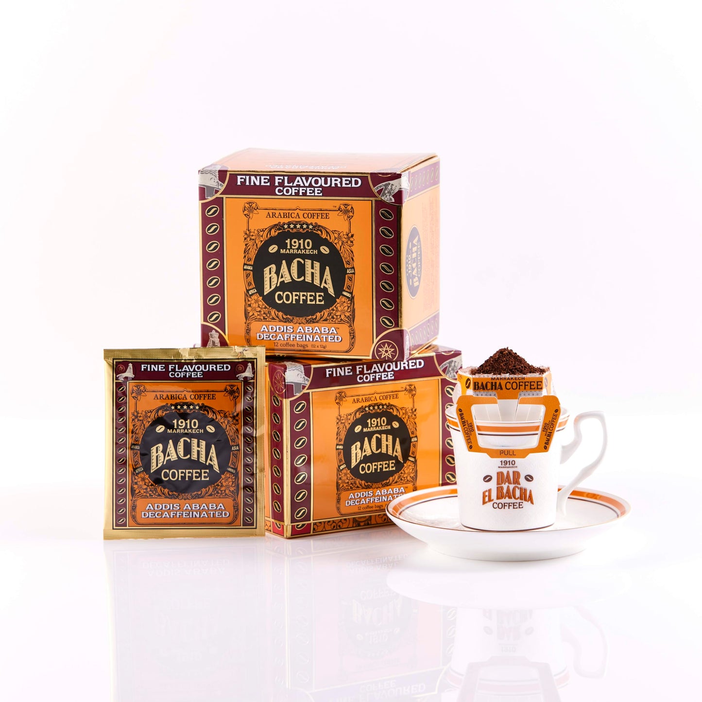 Bacha Coffee | Addis Ababa Decaffeinated Fine Flavoured, 100% Arabica Beans, Medium Roast, 12 * 12g Individually Wrapped 100% Ar