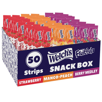 Welchs Absolute Fruitfuls Fruit Strips  Tasty Dried Fruit Snacks for School Lunches  Berry Medley Mango Peach  Strawberry 0.5oz (Pack of 50)
