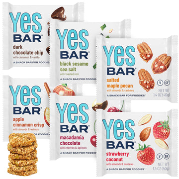 The Yes Bar - Six Flavor Variety Pack - Plant Based Protein, Decadent Snack Bar - Vegan, Paleo, Gluten Free, Dairy Free, Low Sug