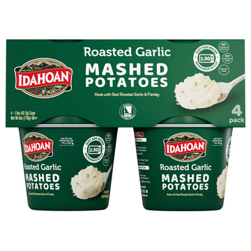 Idahoan Roasted Garlic Mashed Potatoes Cup 4-pack, 6 oz (Pack of 4)