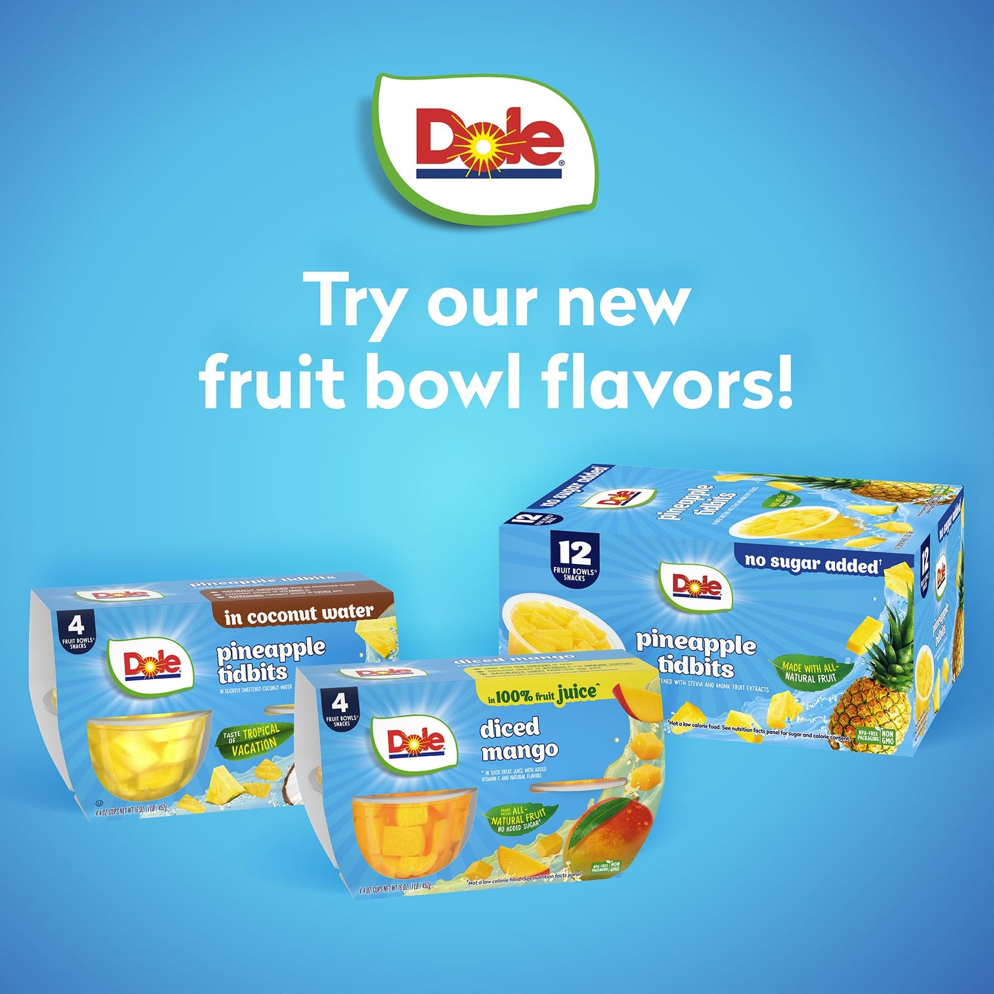 Dole Cherry Mixed Fruit with No Sugar Added^^ - Dole Fruit Bowls Snacks - 4 oz Fruit Bowls - 4 Pack
