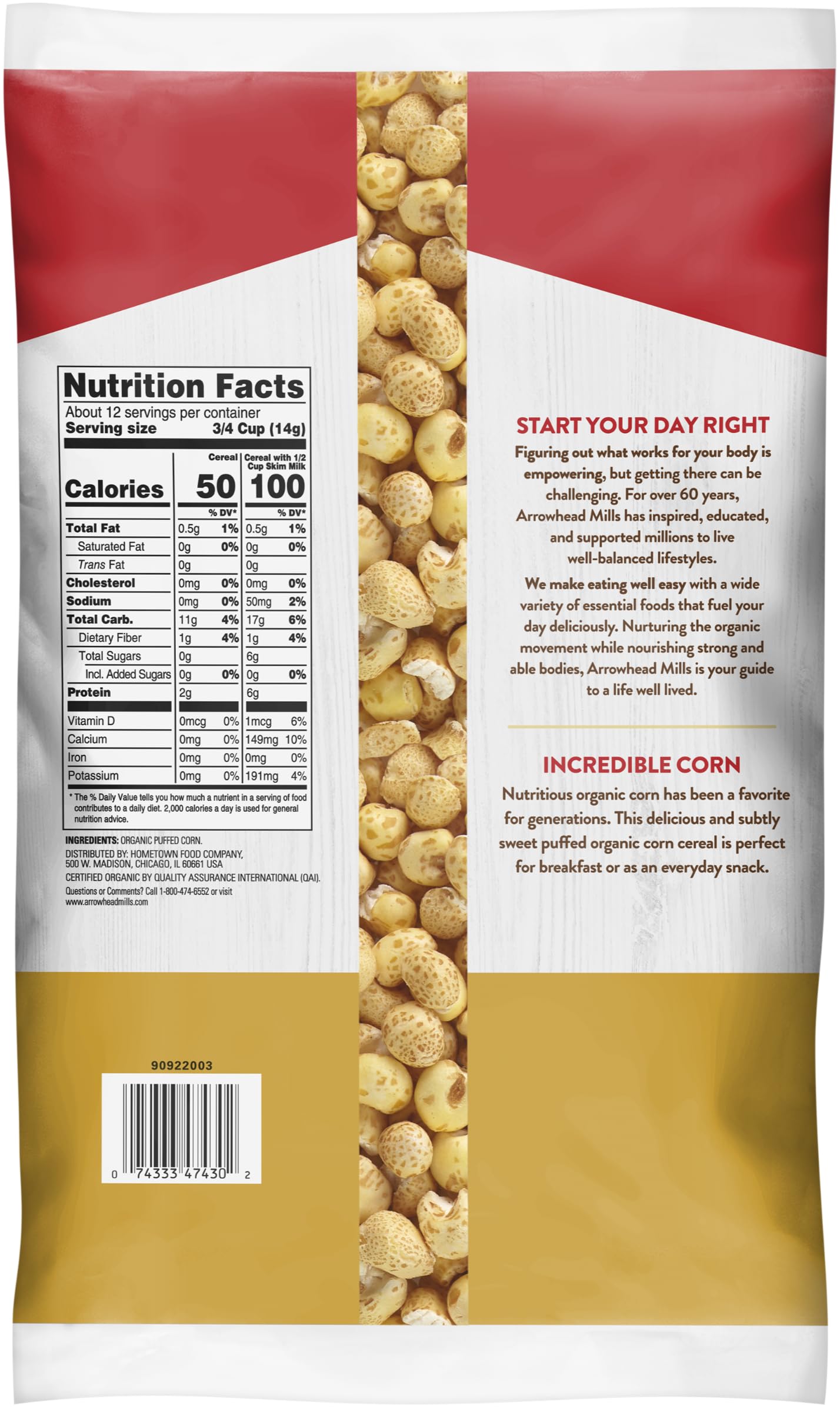 Arrowhead Mills Organic Puffed Corn Cereal, 6 oz