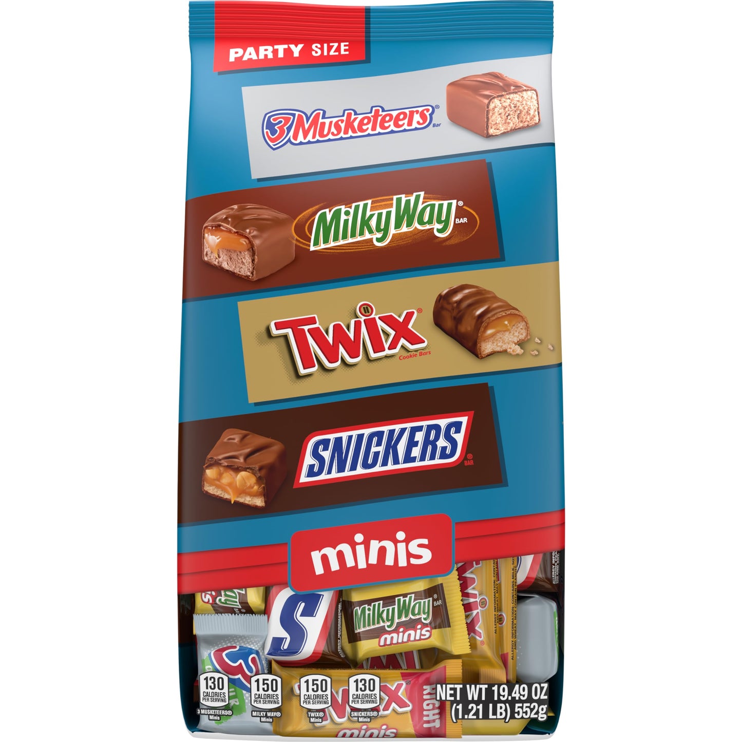 Mars Snickers, Twix, Milky Way & 3 Musketeers Mini Nfl Football Assorted Chocolate Bars, 19.49 Oz Bulk Bag