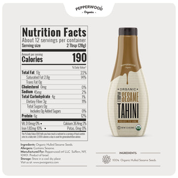 Organic Ethiopian Sesame Tahini - Squeezable Creamy & Ready Tahini Paste 12.3 Ounce (2-Pack) - Hulled, Unsalted, Non-GMO, Gluten