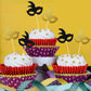 Blulu 48 Pieces Masquerade Mask Cupcake Toppers Black Gold Glitter Bachelorette Party Mask Cupcake Halloween Food Dessert Picks