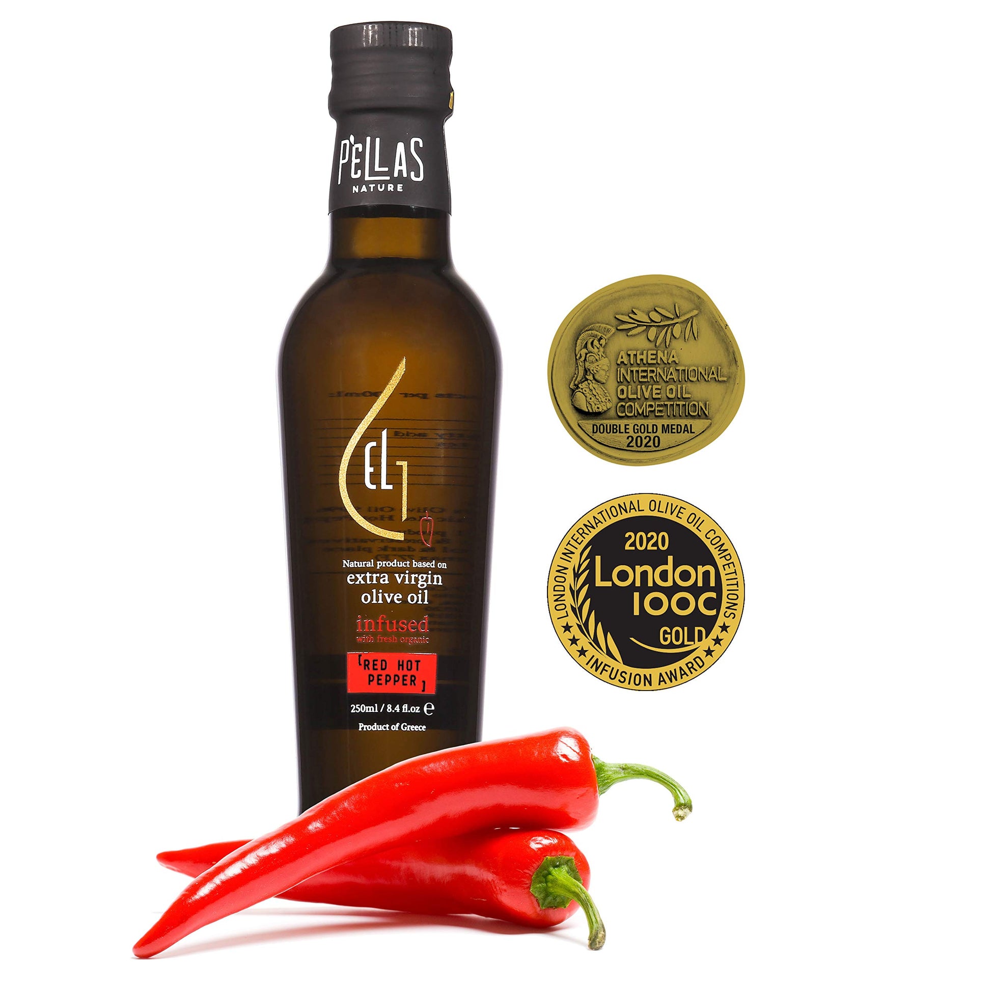 Pellas Nature Organic Red Hot Pepper Infused Olive Oil - 8.5 oz Glass Bottle
